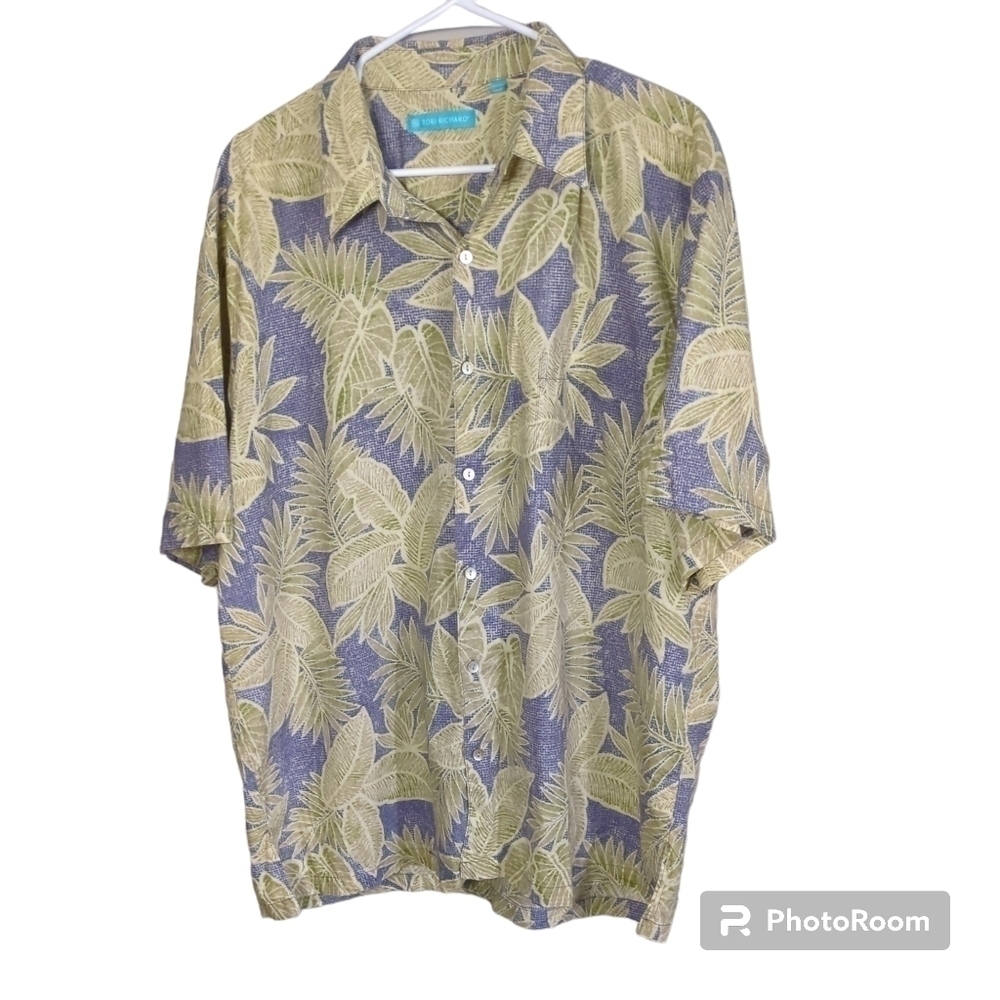 Tori Richard Men'ss Size XL Hawaiian Aloha Shirt Button Down Banana Leaf‎ Print
